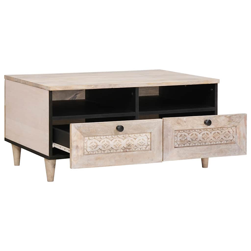 vidaXL Stolik kawowy Biały wybielany 80 x 54 x 40 cm Drewno z mango