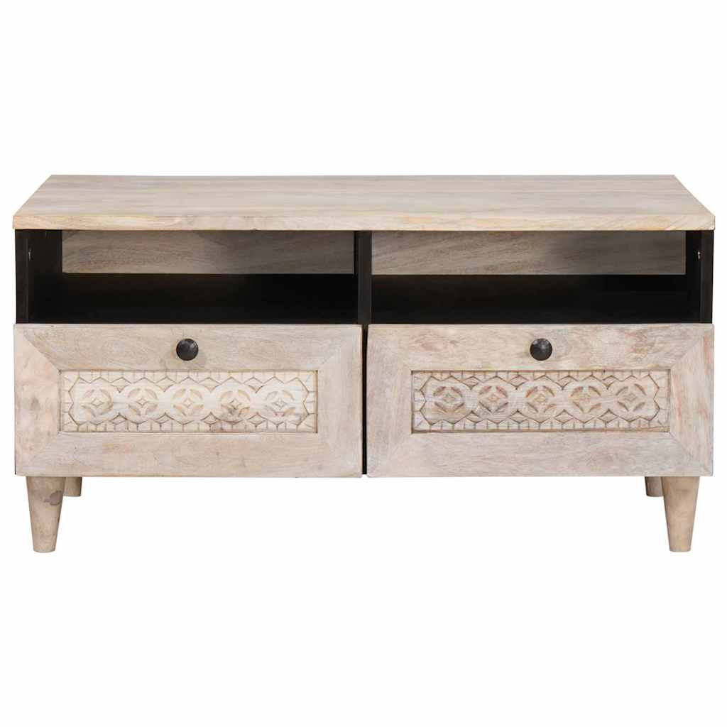 vidaXL Stolik kawowy Biały wybielany 80 x 54 x 40 cm Drewno z mango