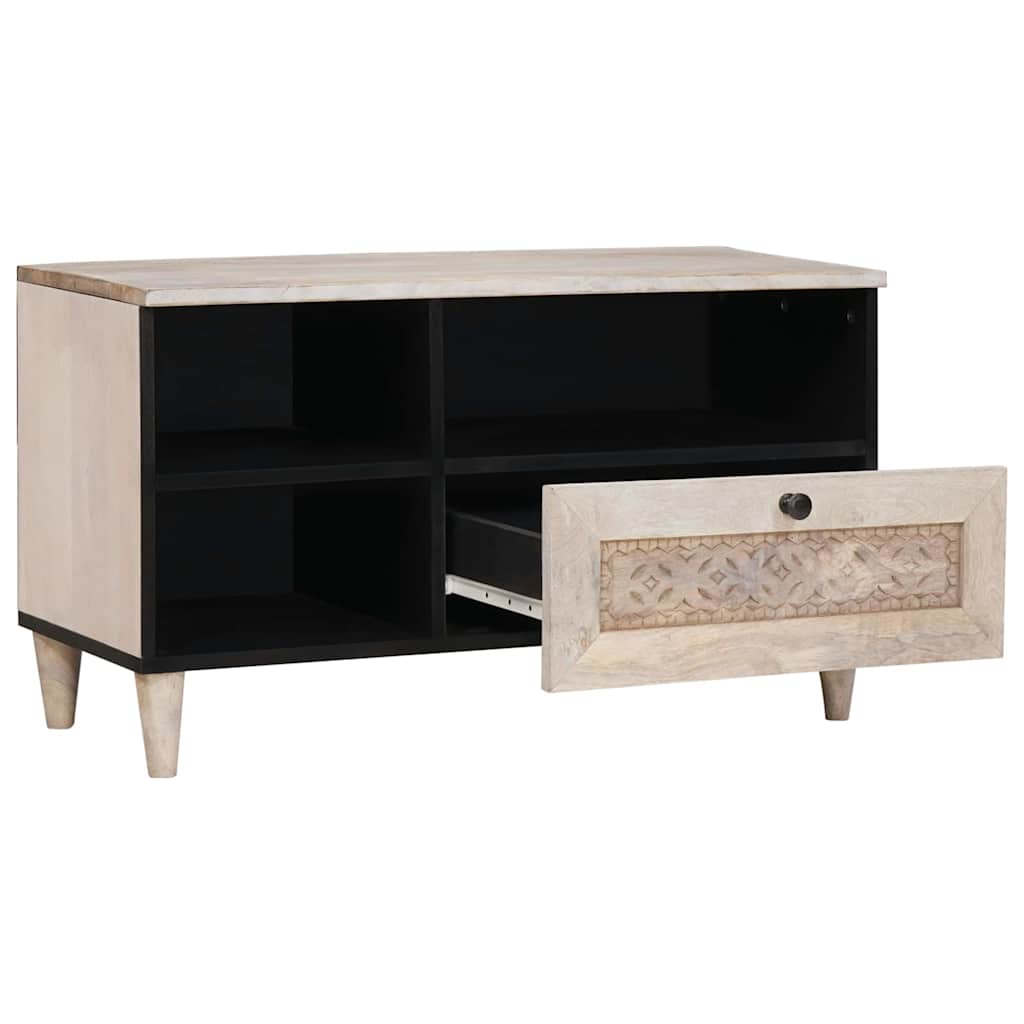 vidaXL Szafka pod telewizor z szufladą Biały wybielany 80 x 33 x 46 cm