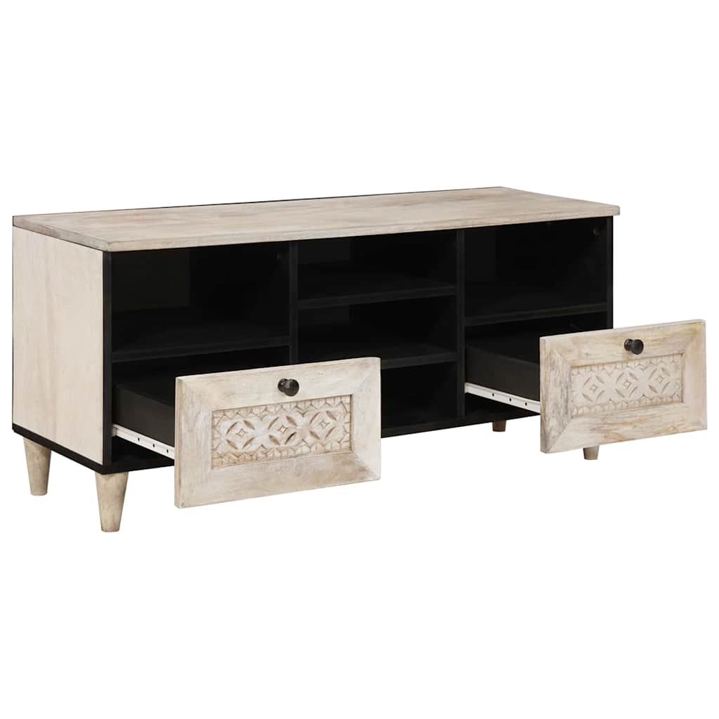 vidaXL Szafka pod telewizor z półką Biały wybielany 100 x 33 x 46 cm