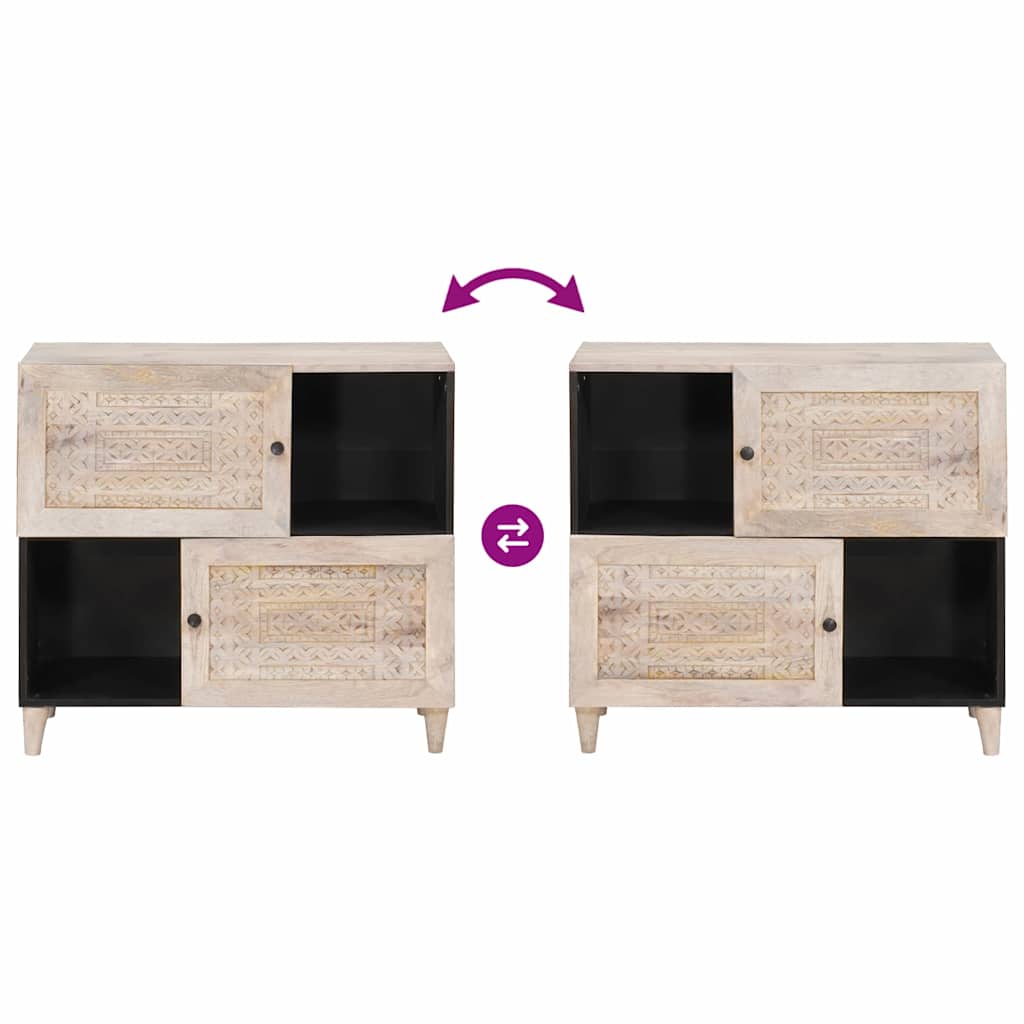 vidaXL Bufet Biały wybielany 80 x 33 x 75 cm Drewno z mango
