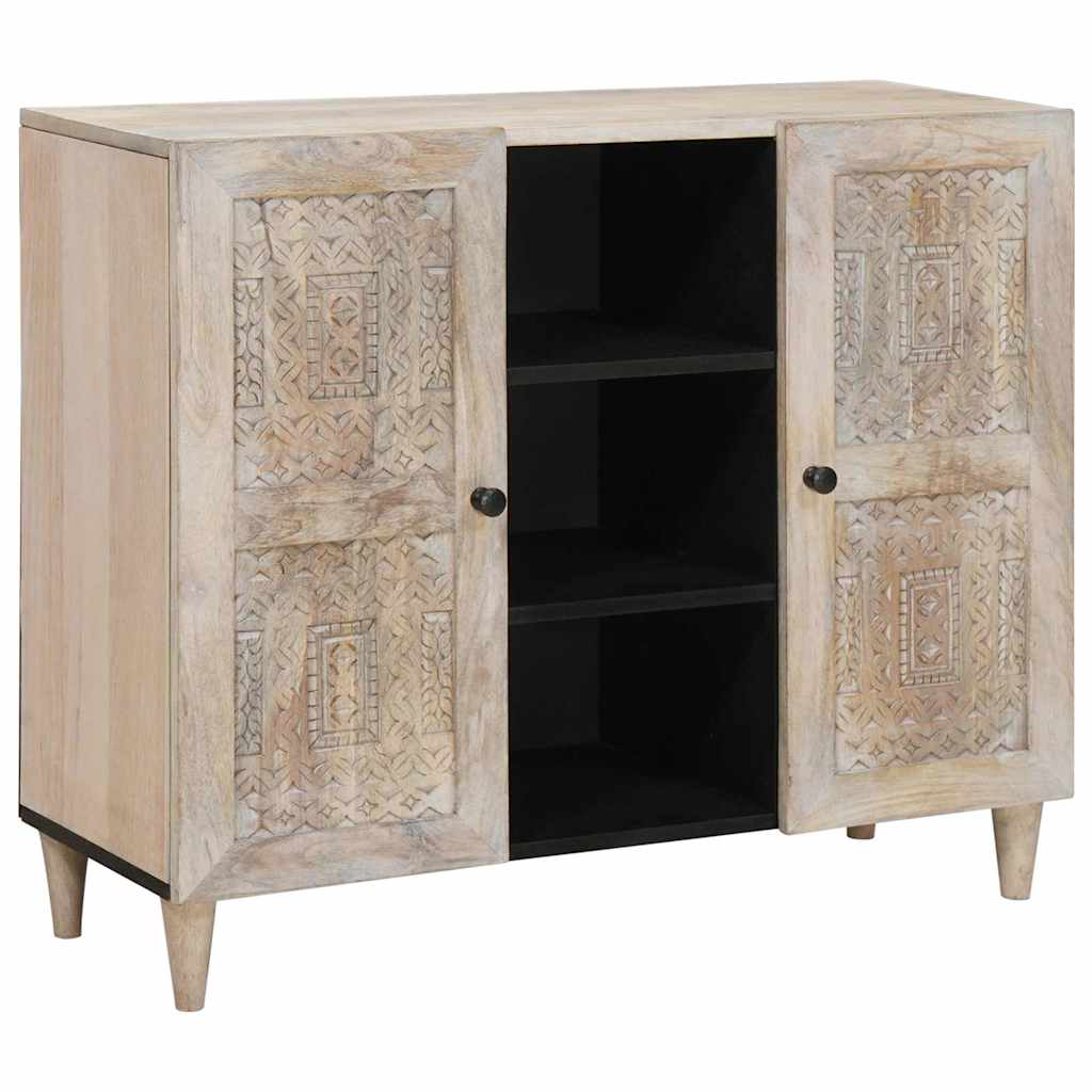 vidaXL Bufet Biały wybielany 90 x 33 x 75 cm Drewno z mango