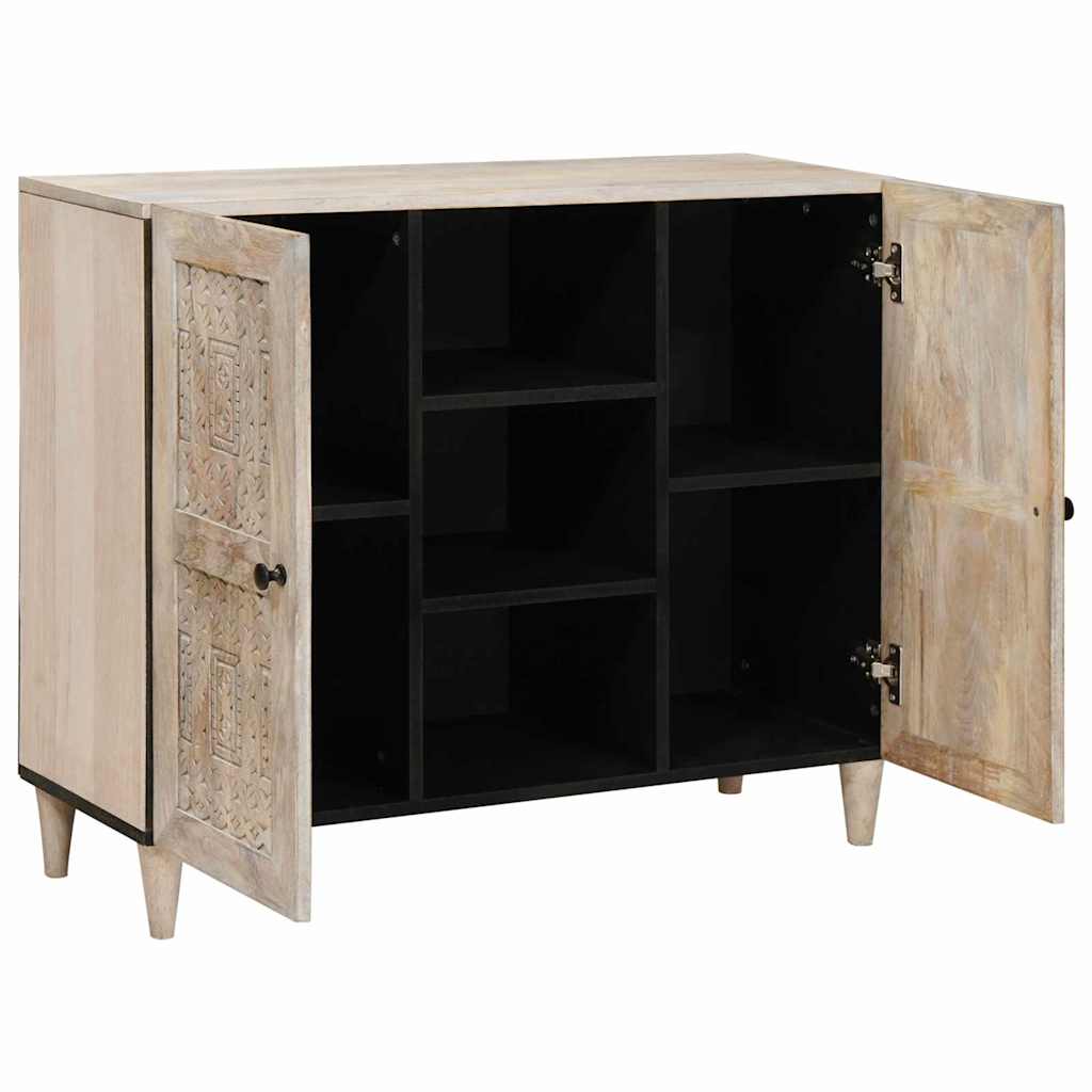 vidaXL Bufet Biały wybielany 90 x 33 x 75 cm Drewno z mango