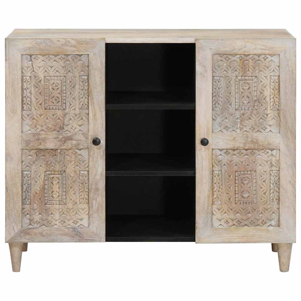 vidaXL Bufet Biały wybielany 90 x 33 x 75 cm Drewno z mango