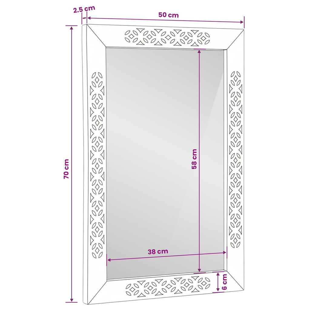 vidaXL lustro ścienne Prostokątny Biały wybielany 70 x 50 cm
