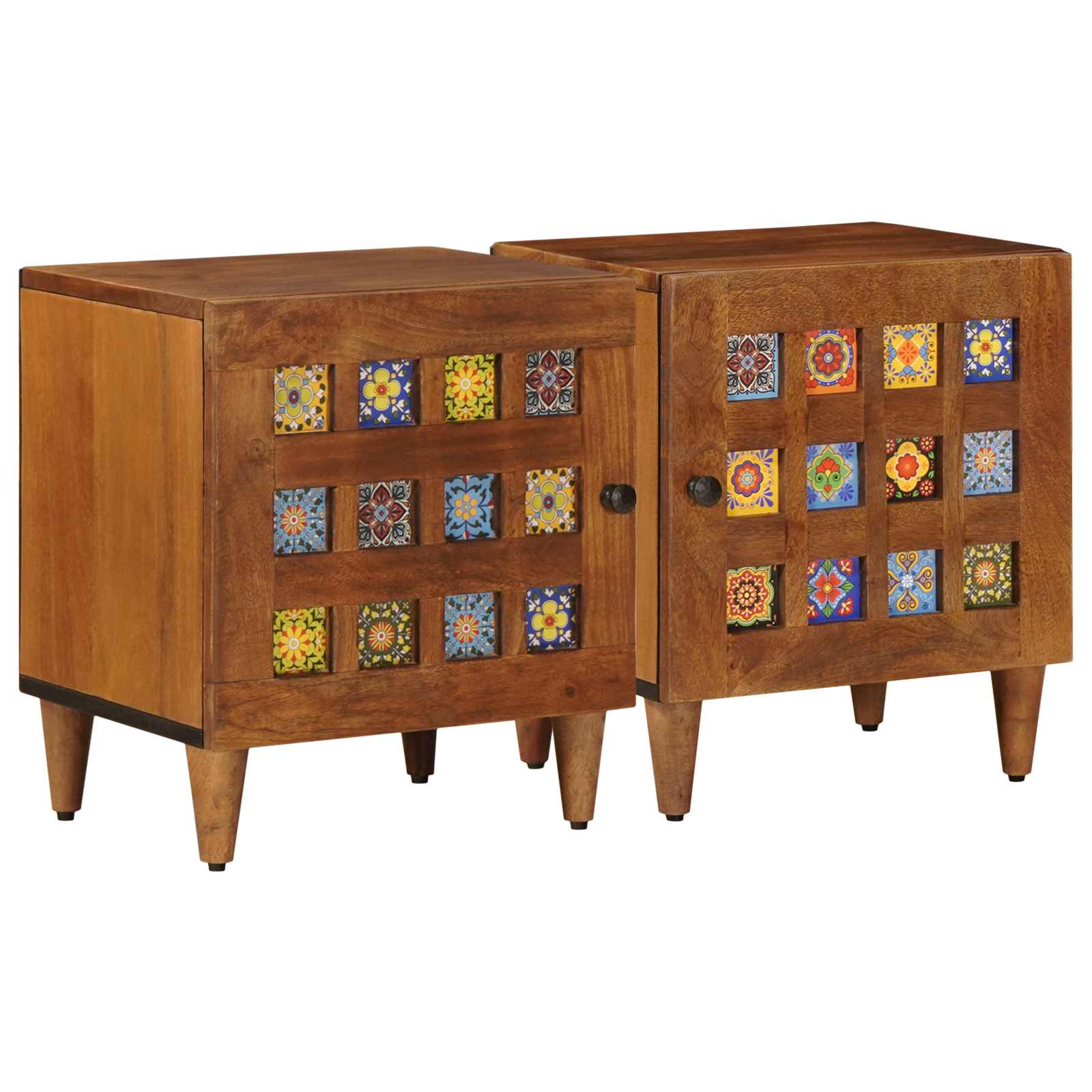 vidaXL Szafka Nocna 2 pcs Brązowy 40 x 33 x 46 cm Drewno z mango