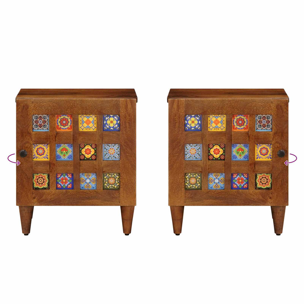 vidaXL Szafka Nocna 2 pcs Brązowy 40 x 33 x 46 cm Drewno z mango
