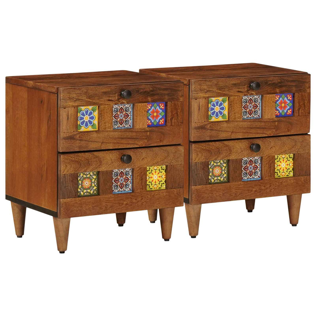 vidaXL Szafka Nocna 2 pcs Brązowy 40 x 33 x 46 cm Drewno z mango