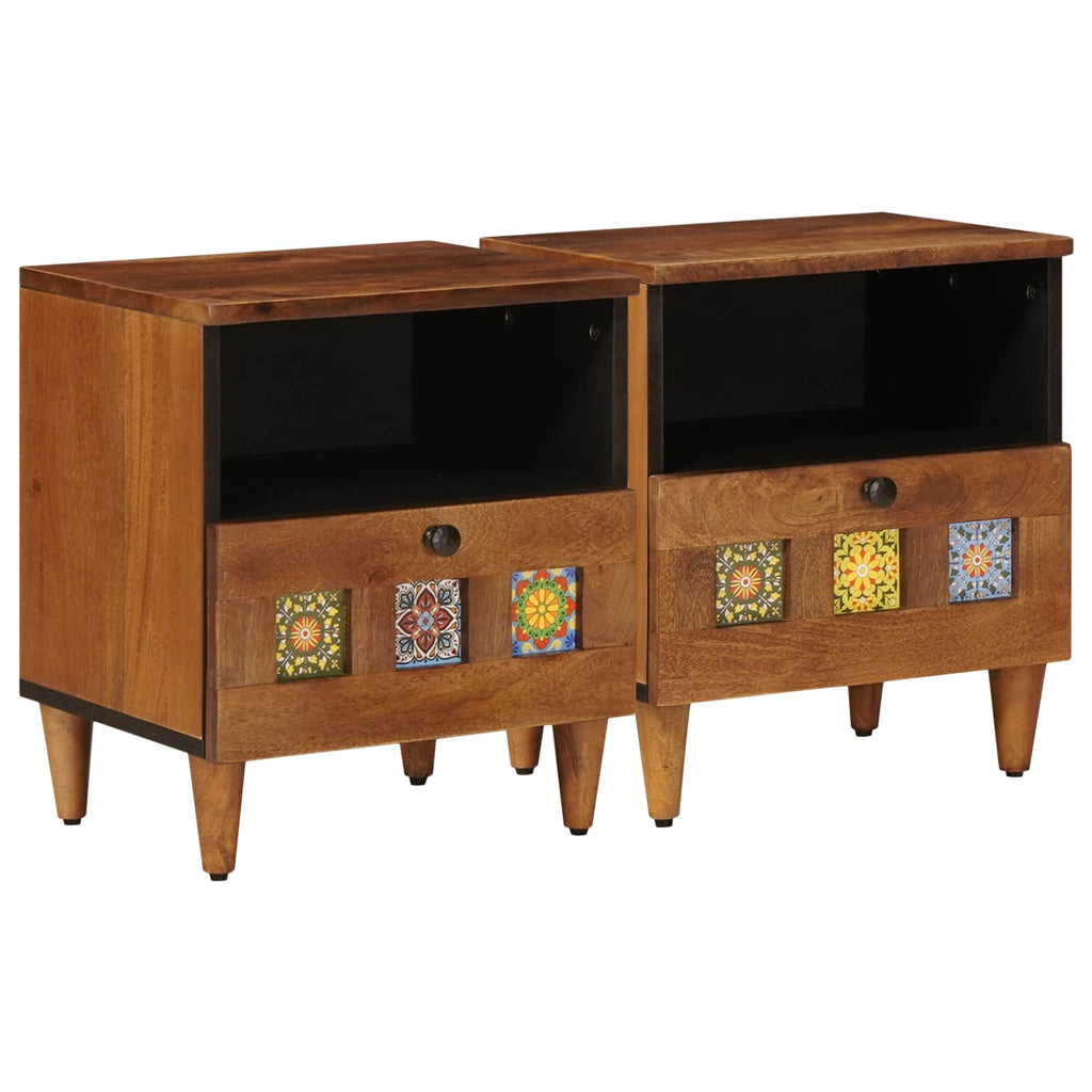 vidaXL Szafka Nocna 2 pcs Brązowy 40 x 33 x 46 cm Drewno z mango