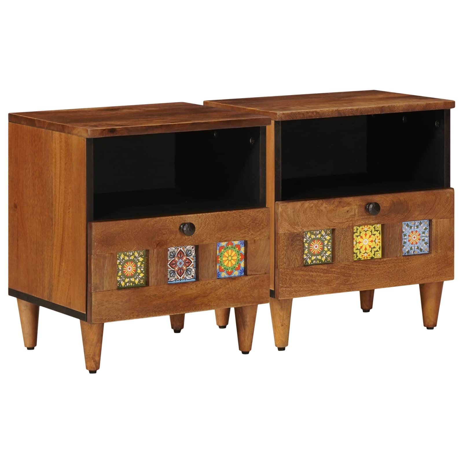 vidaXL Szafka Nocna 2 pcs Brązowy 40 x 33 x 46 cm Drewno z mango