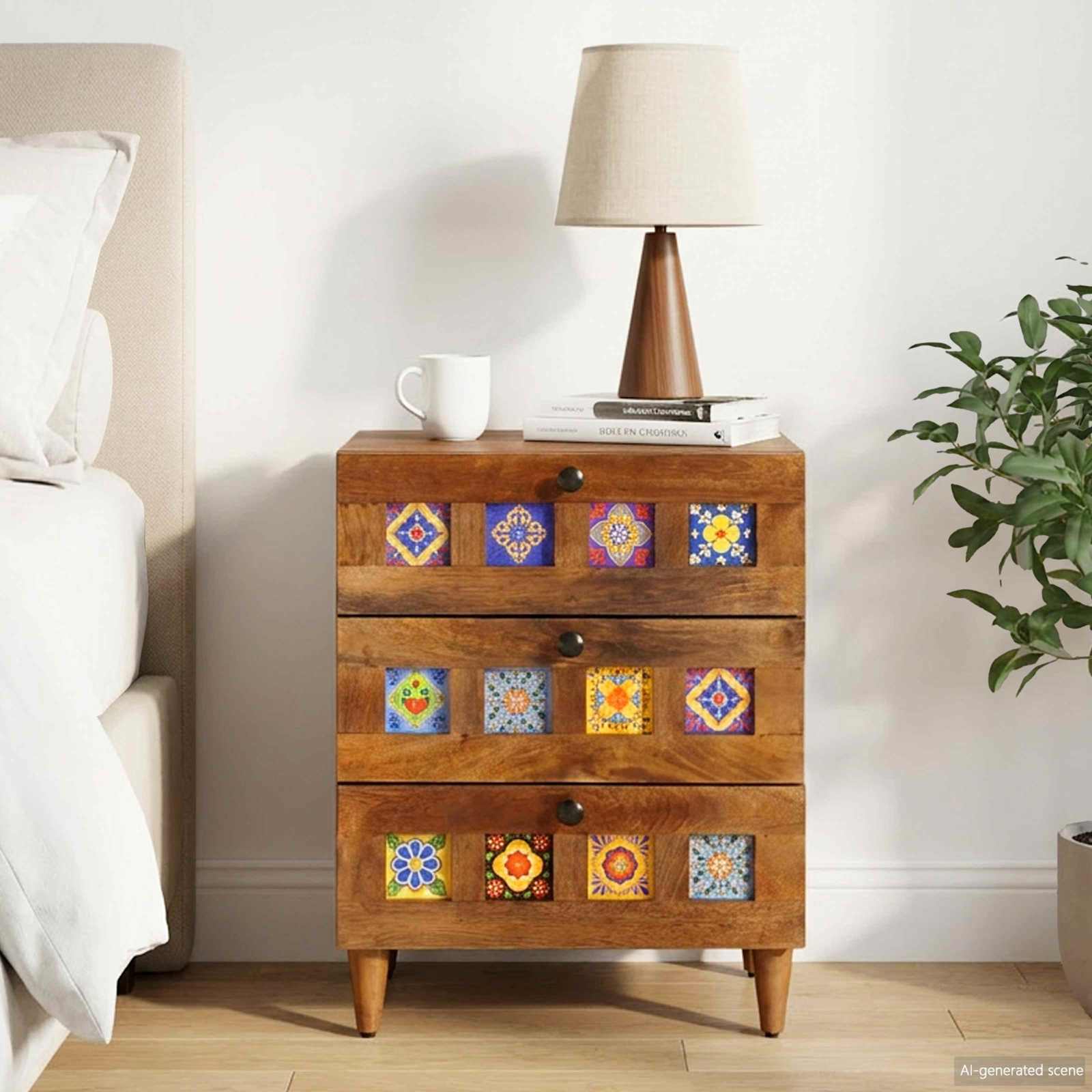 vidaXL Szafka Nocna z szufladą Brązowy 50 x 33 x 62 cm Drewno z mango