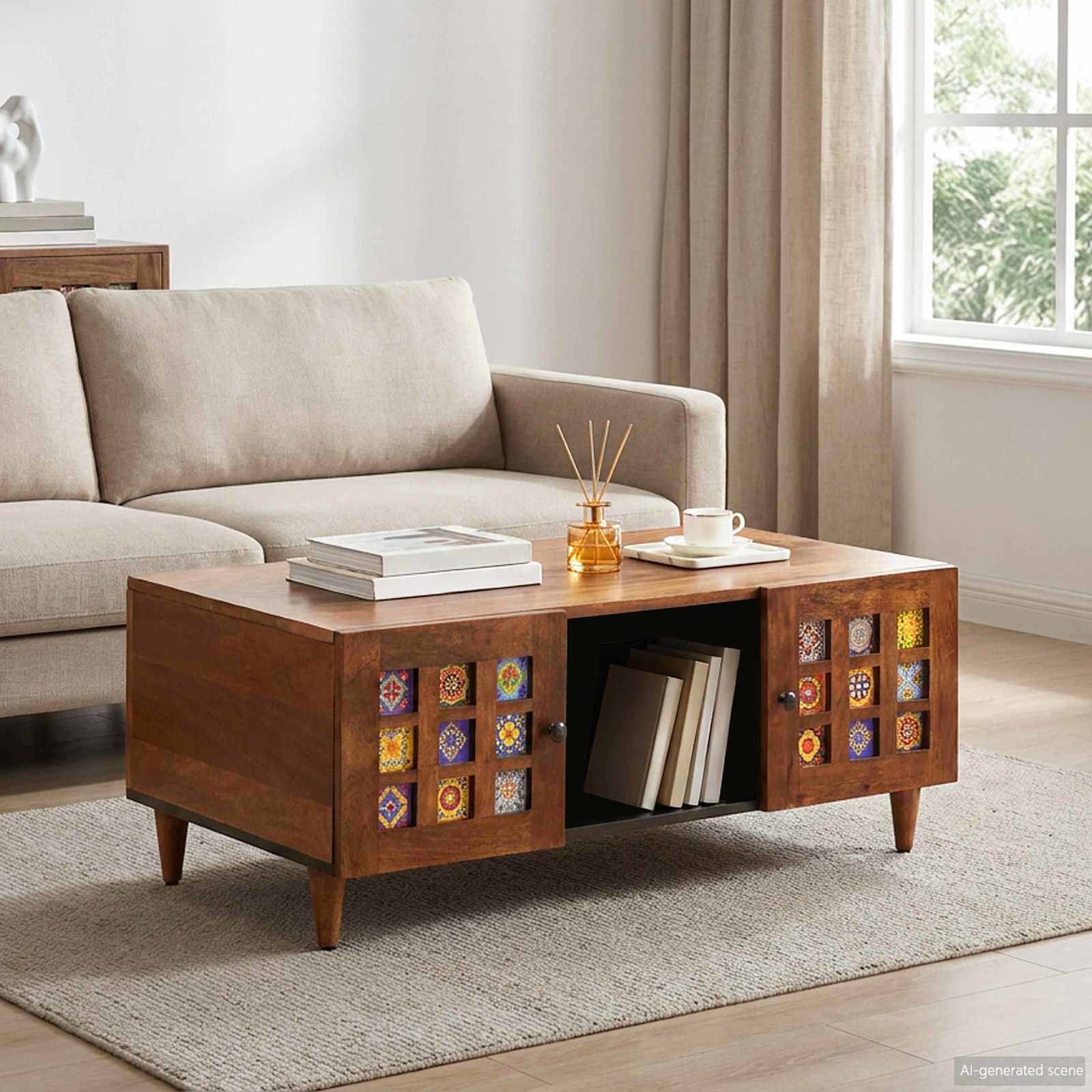 vidaXL Stolik kawowy Brązowy 100 x 54 x 40 cm Drewno z mango