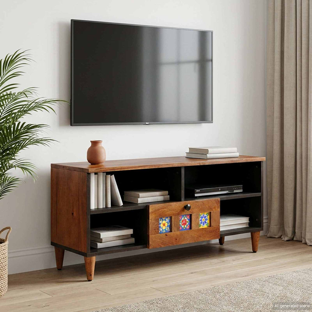vidaXL Szafka pod telewizor z szufladą orzech włoski 100 x 33 x 46 cm