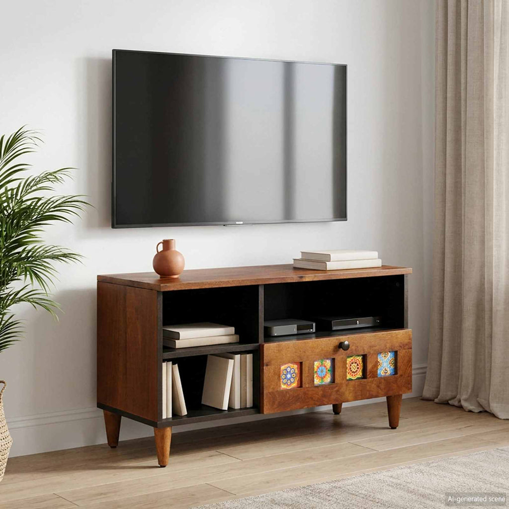 vidaXL Szafka pod telewizor z szufladą orzech włoski 80 x 33 x 46 cm