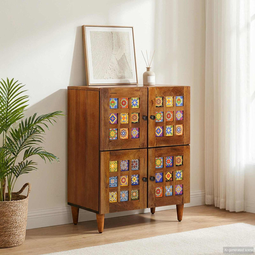 vidaXL Bufet z drzwiami orzech włoski 60 x 33 x 75 cm Drewno z mango
