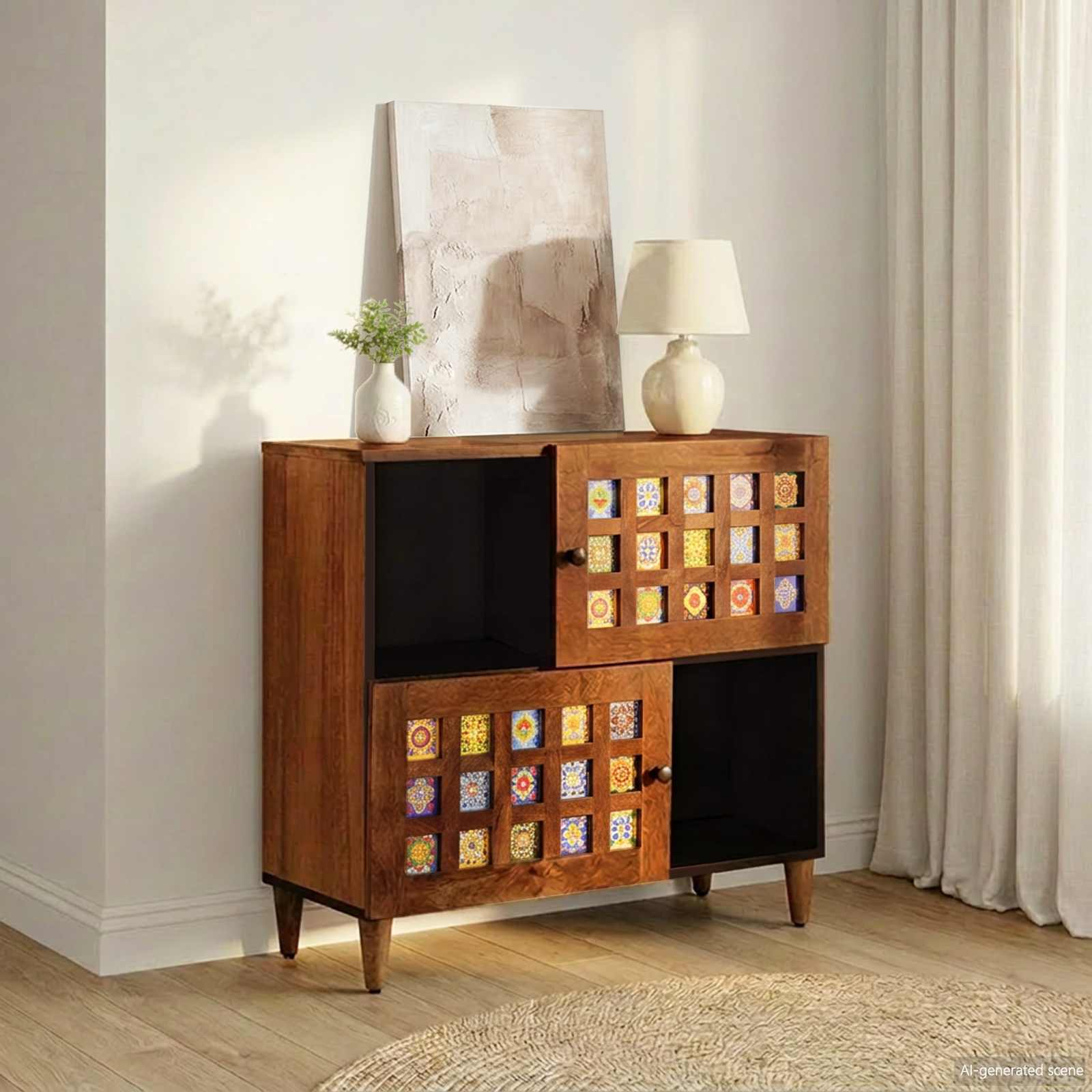 vidaXL Bufet z drzwiami orzech włoski 80 x 33 x 75 cm Drewno z mango