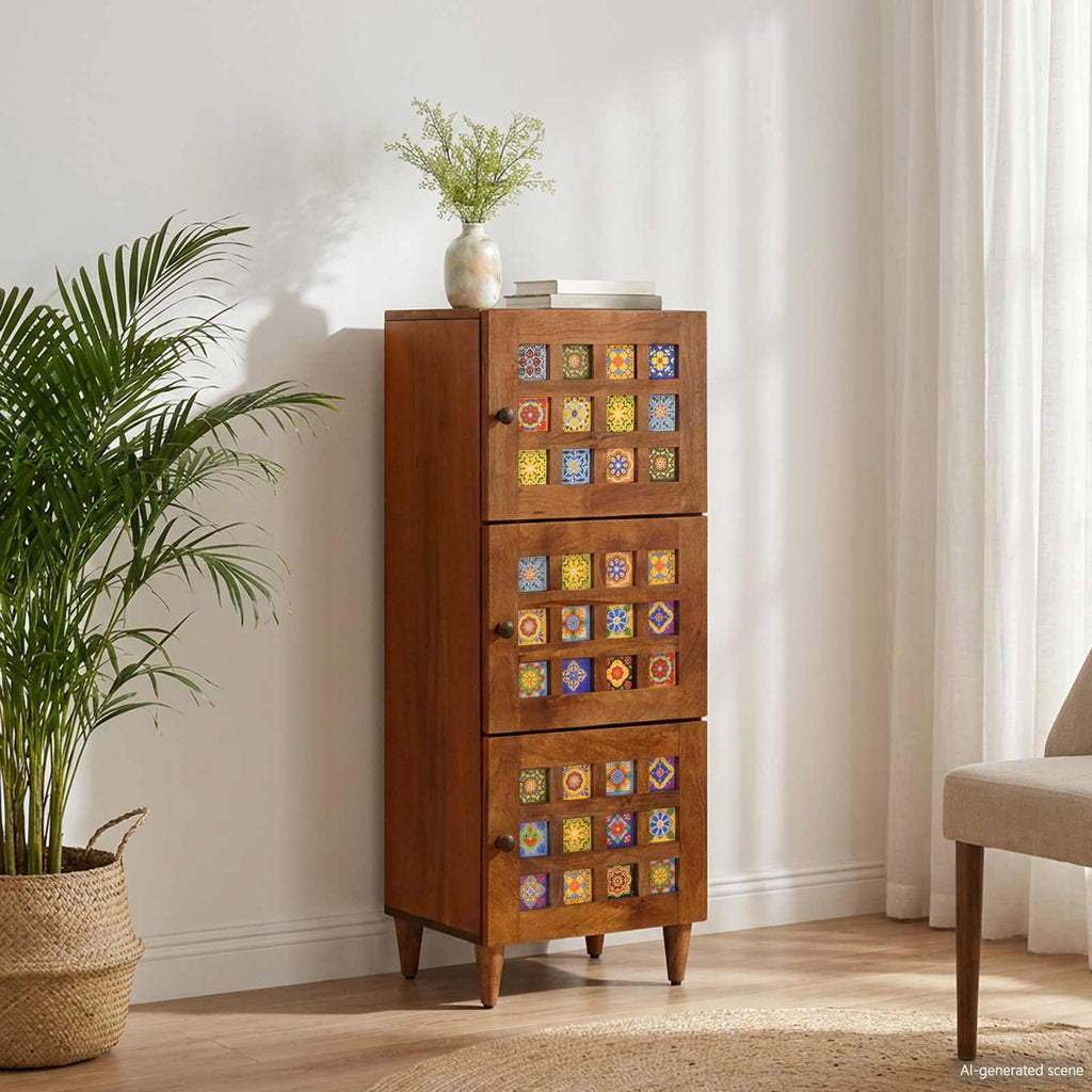 vidaXL Highboard orzech włoski 40 x 33 x 110 cm Drewno z mango