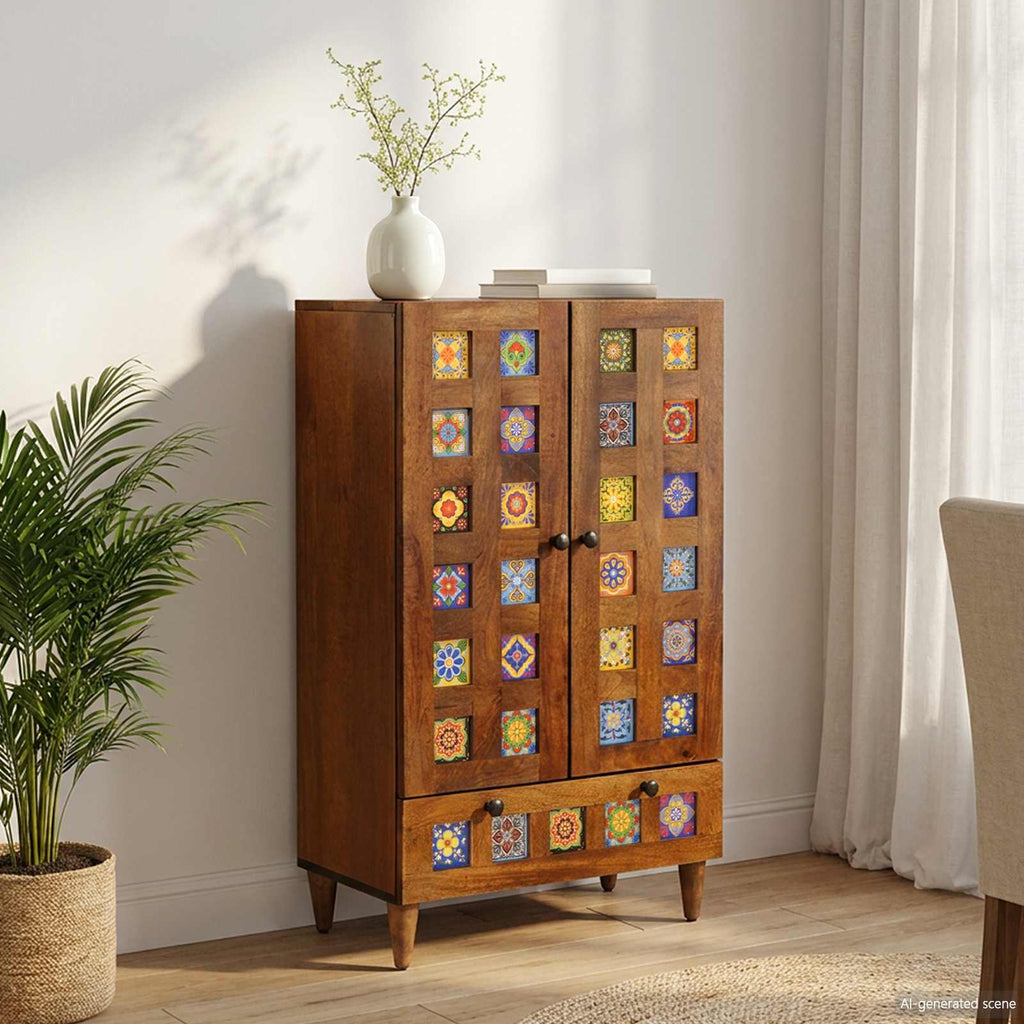 vidaXL Highboard orzech włoski 60 x 33,5 x 100 cm Drewno z mango