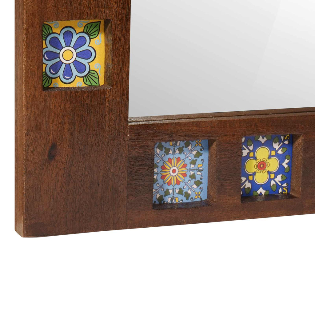 vidaXL Lustro łazienkowe orzech włoski 50 x 70 x 2,5 cm Drewno z mango