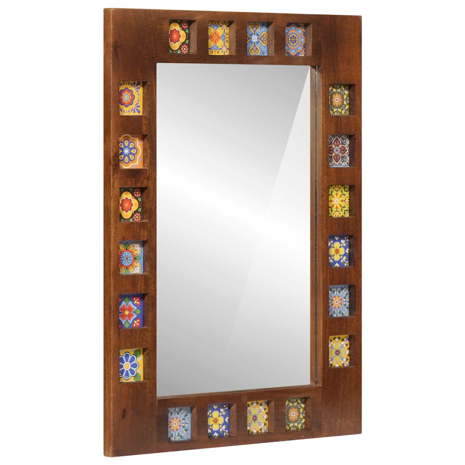 vidaXL Lustro łazienkowe orzech włoski 50 x 70 x 2,5 cm Drewno z mango