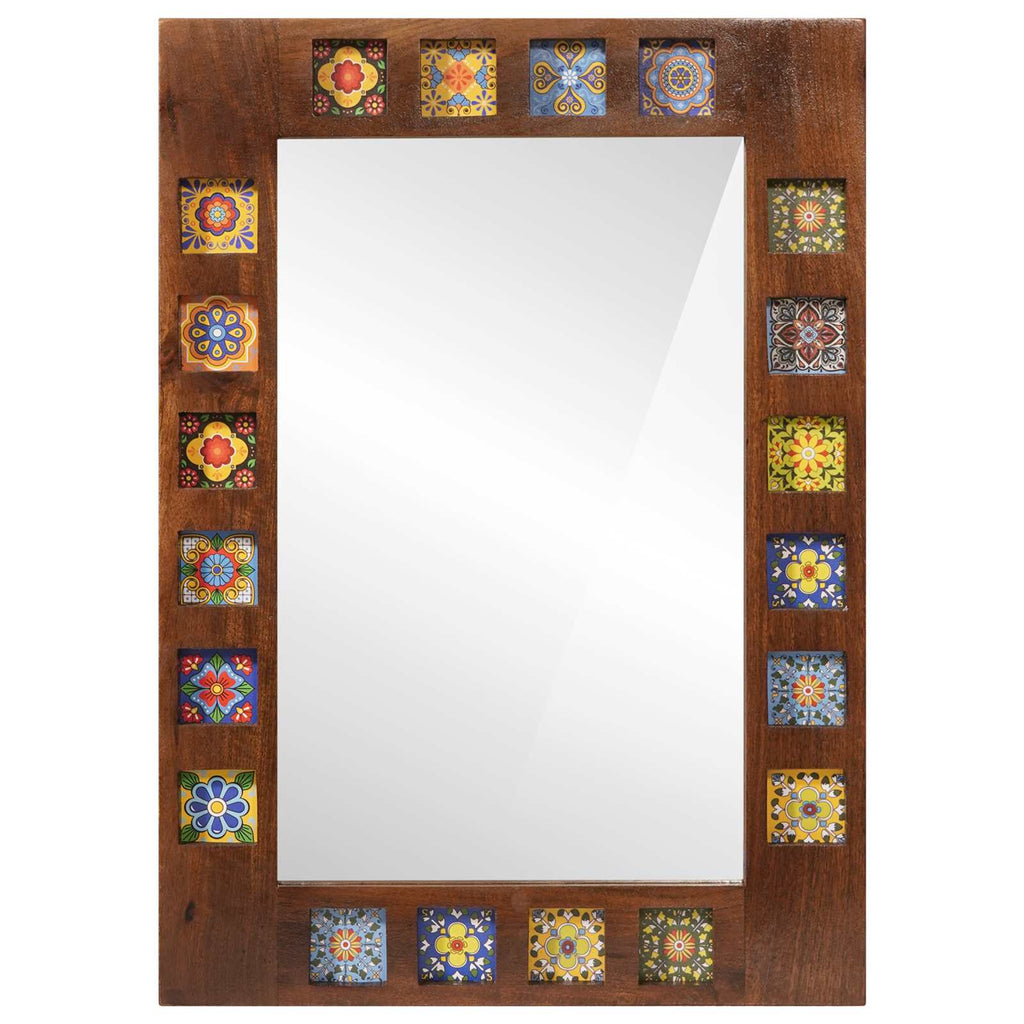 vidaXL Lustro łazienkowe orzech włoski 50 x 70 x 2,5 cm Drewno z mango