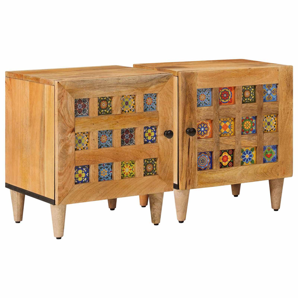vidaXL Szafka Nocna 2 pcs Naturalny 40 x 33 x 46 cm Drewno z mango