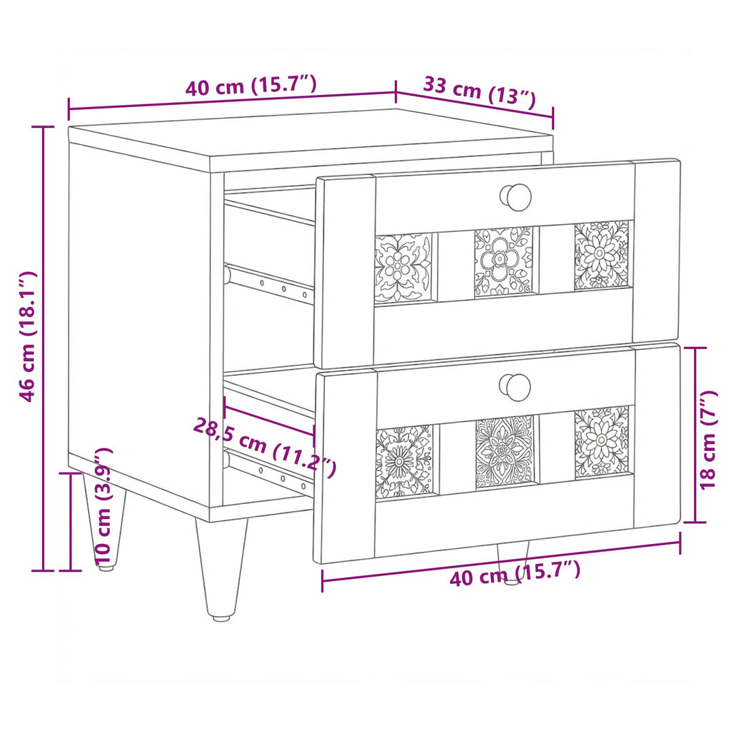vidaXL Szafka Nocna Naturalny 40 x 33,5 x 46 cm Drewno z mango