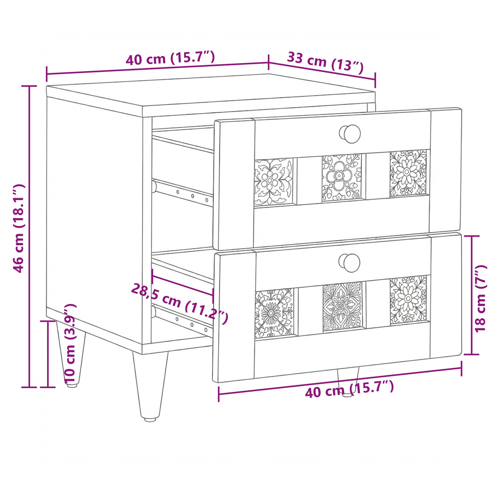 vidaXL Szafka Nocna Naturalny 40 x 33,5 x 46 cm Drewno z mango