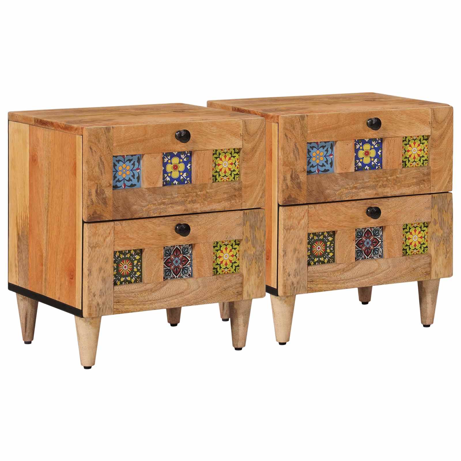 vidaXL Szafka Nocna 2 pcs Naturalny 40 x 33 x 46 cm Drewno z mango