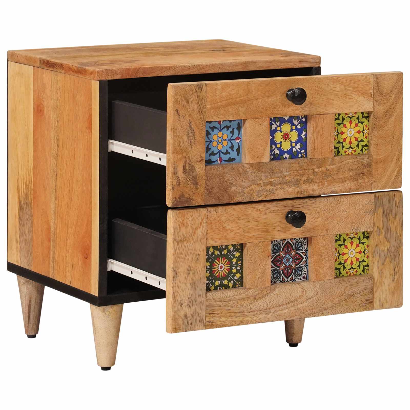 vidaXL Szafka Nocna 2 pcs Naturalny 40 x 33 x 46 cm Drewno z mango