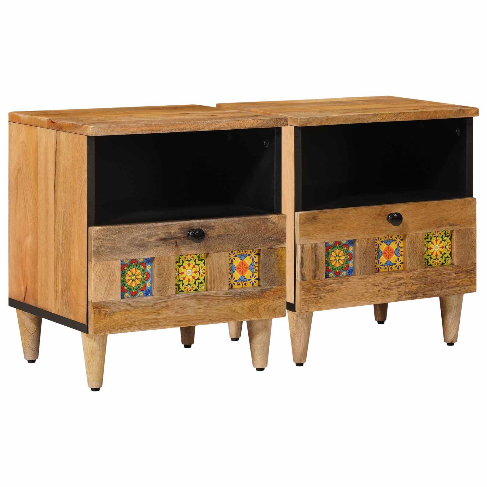 vidaXL Szafka Nocna 2 pcs Naturalny 40 x 33 x 46 cm Drewno z mango