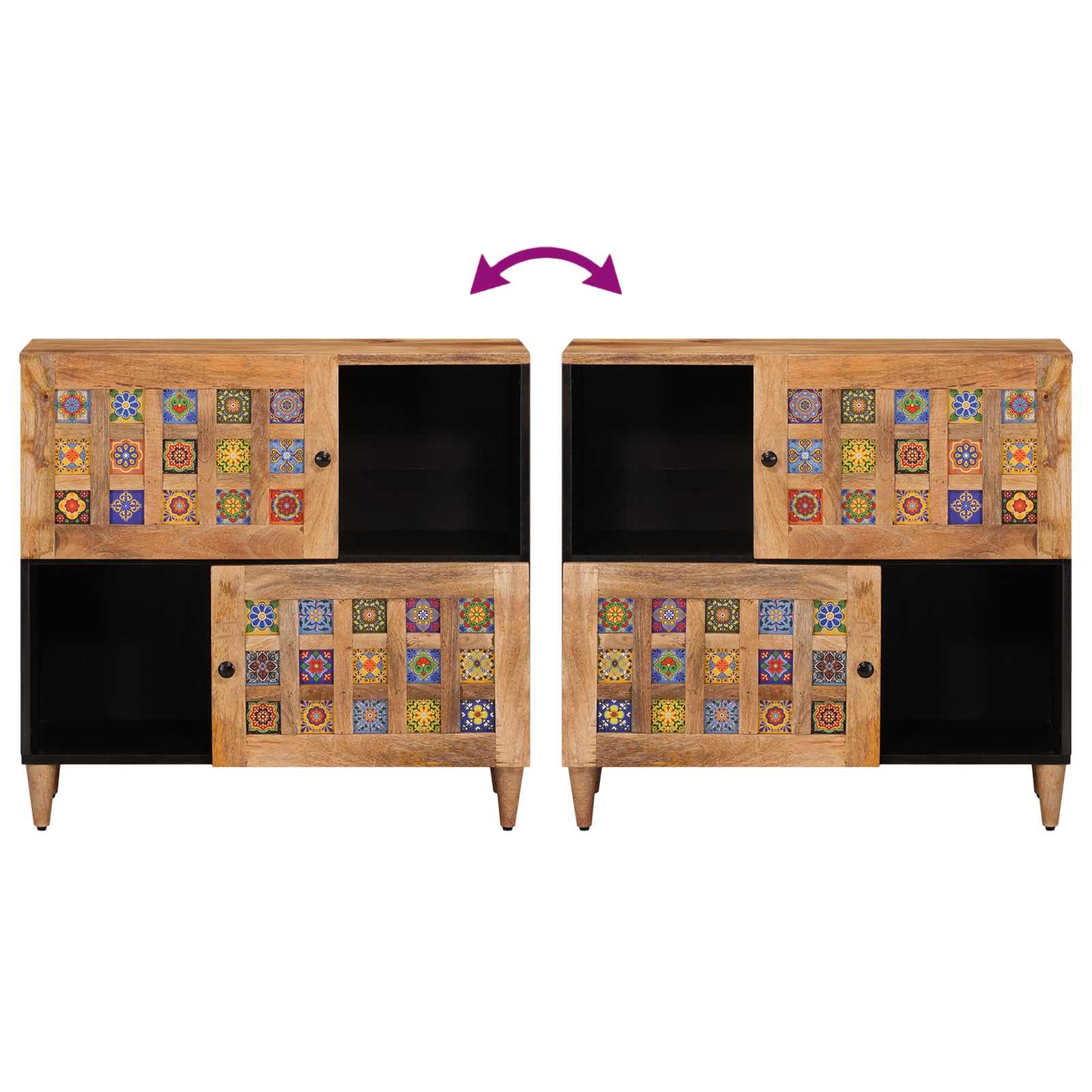 vidaXL Bufet z drzwiami Naturalny 80 x 33 x 75 cm Drewno z mango