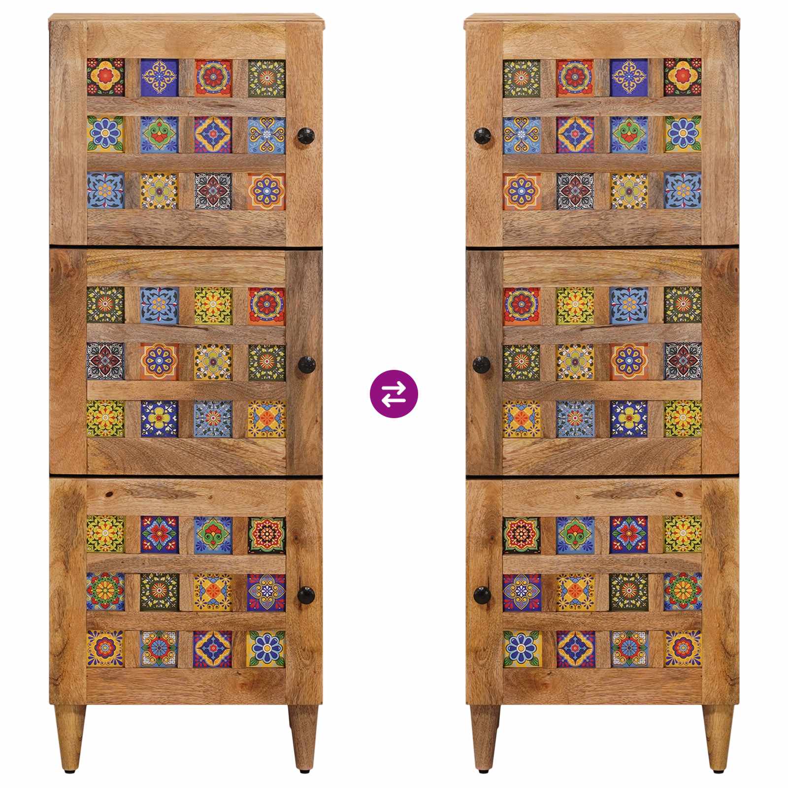 vidaXL Highboard z drzwiami Naturalny 40 x 33 x 110 cm Drewno z mango