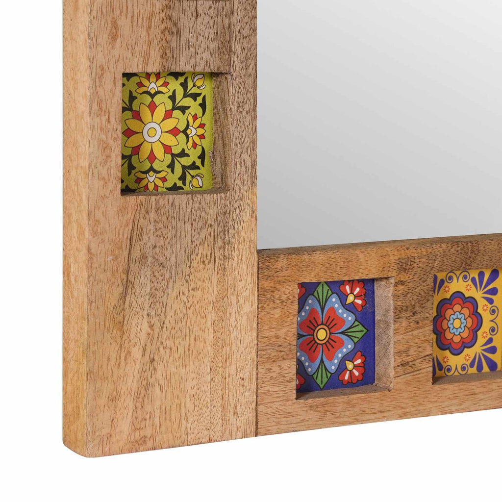 vidaXL Lustro łazienkowe Naturalny 50 x 70 x 3 cm Drewno z mango