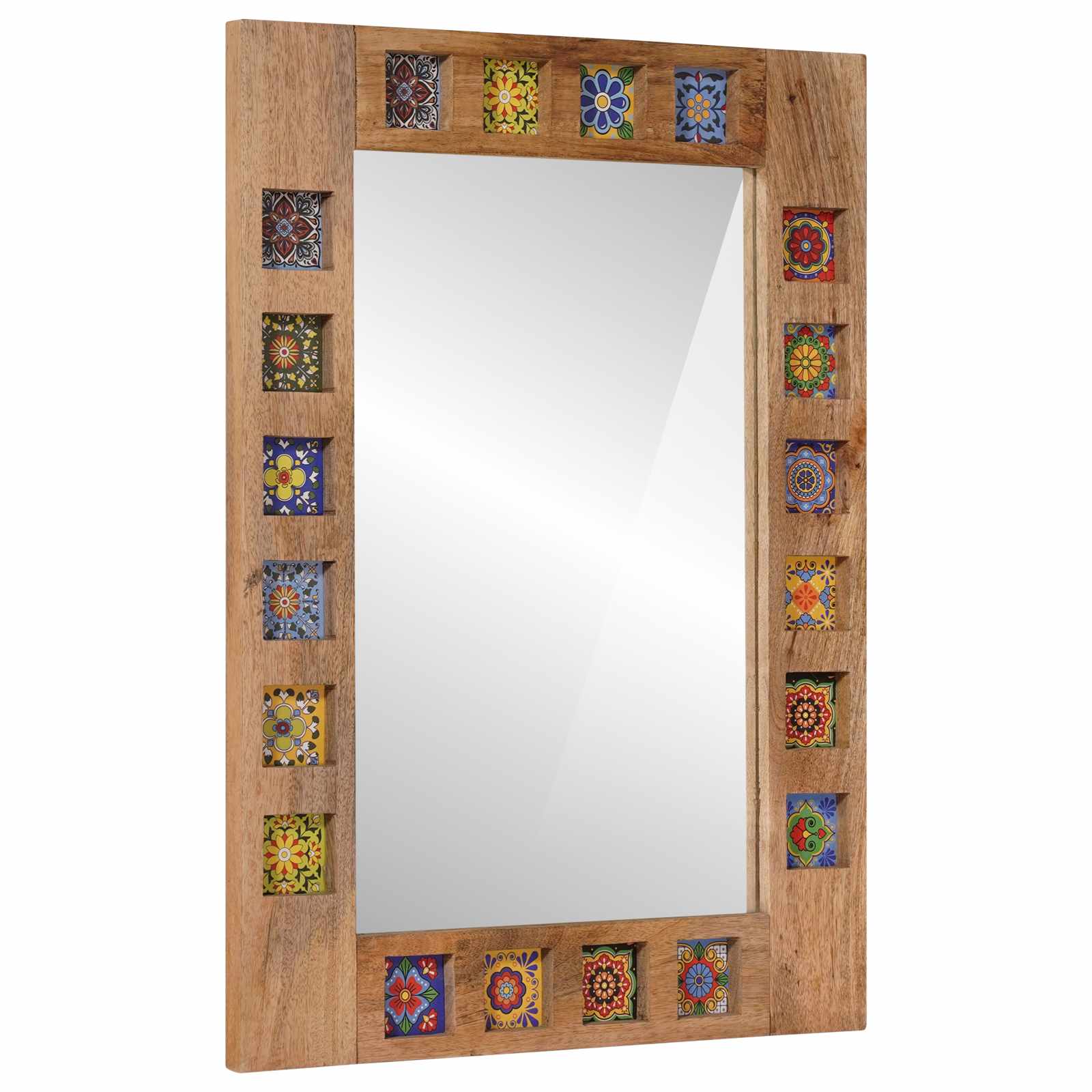 vidaXL Lustro łazienkowe Naturalny 50 x 70 x 3 cm Drewno z mango