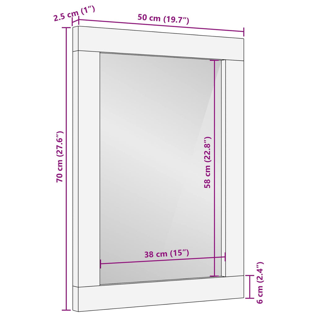 vidaXL Lustro łazienkowe Z lustrem Dąb rzemieślniczy 50 x 70 x 2,5 cm