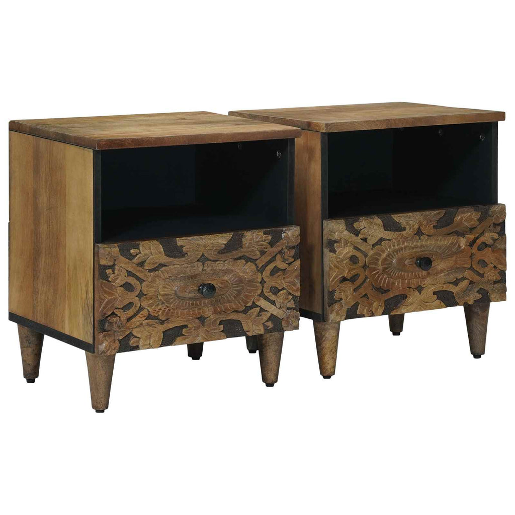 vidaXL Szafka łóżkowa 2 pcs Brązowy 40 x 33 x 46 cm Drewno z mango