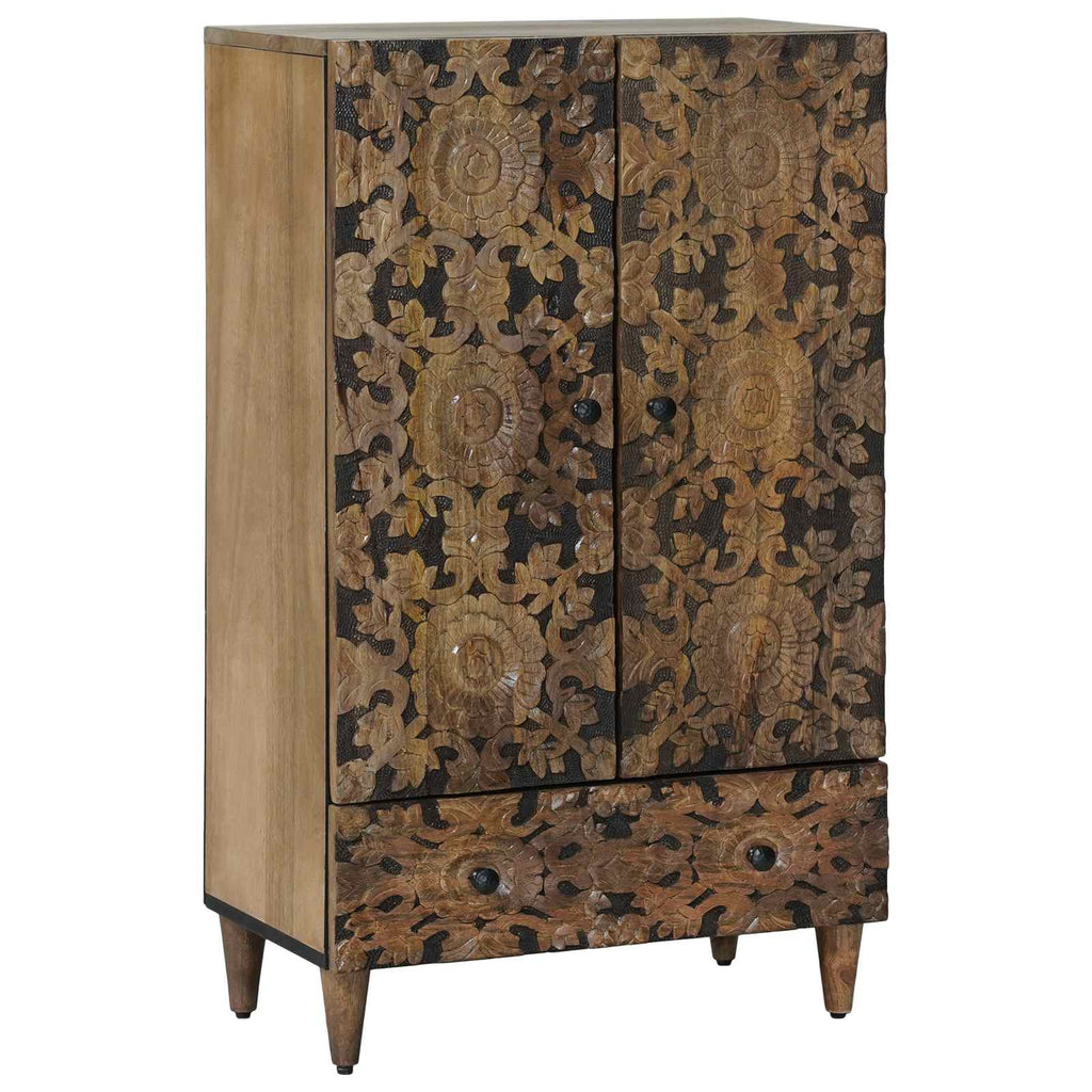 vidaXL Wysoka szafka z półką Brązowy 60 x 33,5 x 100 cm Drewno z mango