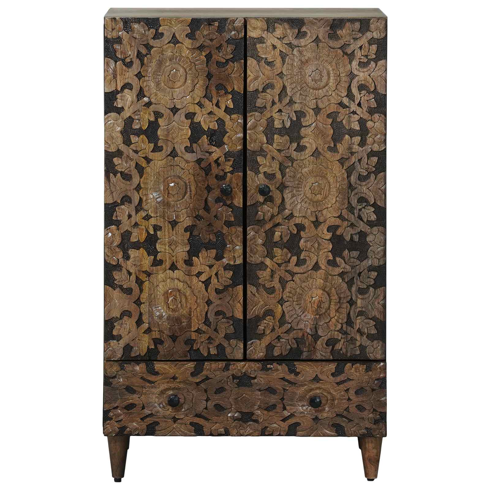 vidaXL Wysoka szafka z półką Brązowy 60 x 33,5 x 100 cm Drewno z mango