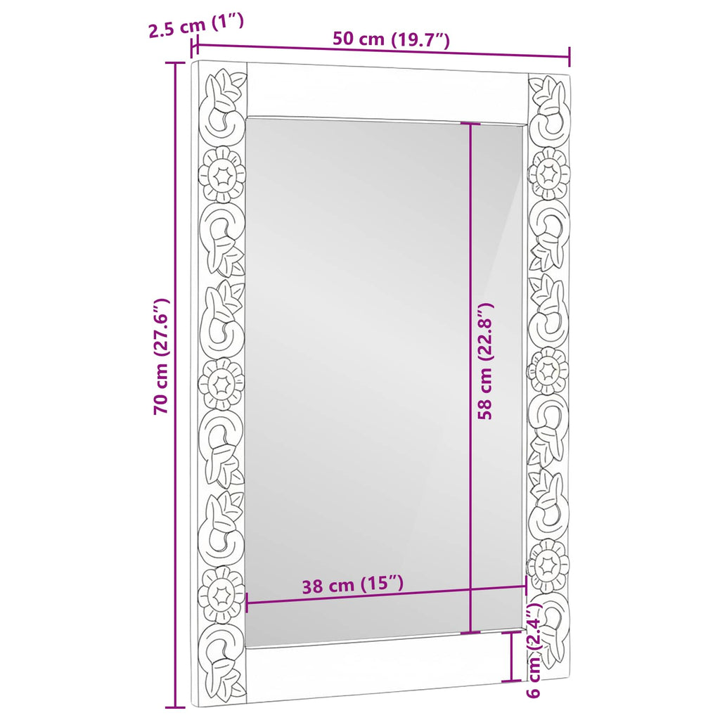 vidaXL Lustro ścienne Prostokątny Orzechowy brąz 70 x 50 cm