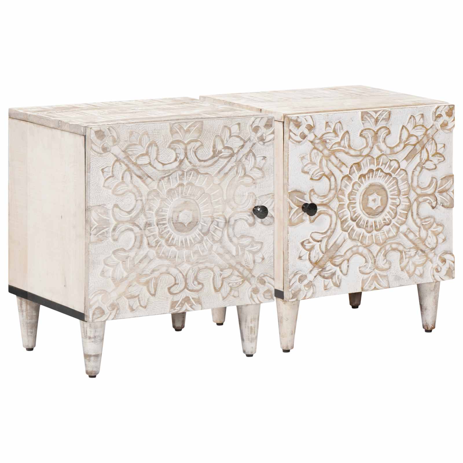 vidaXL Szafka Nocna 2 pcs Biały 40 x 33,5 x 46 cm Drewno z mango