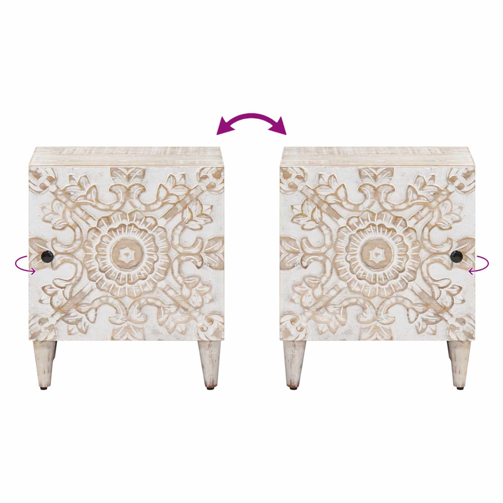 vidaXL Szafka Nocna 2 pcs Biały 40 x 33,5 x 46 cm Drewno z mango