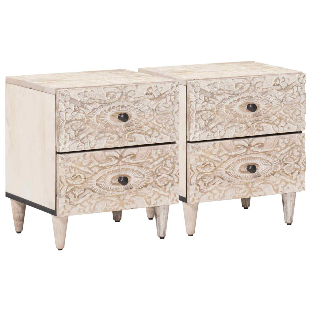 vidaXL Szafka Nocna 2 pcs Biały 40 x 33,5 x 46 cm Drewno z mango