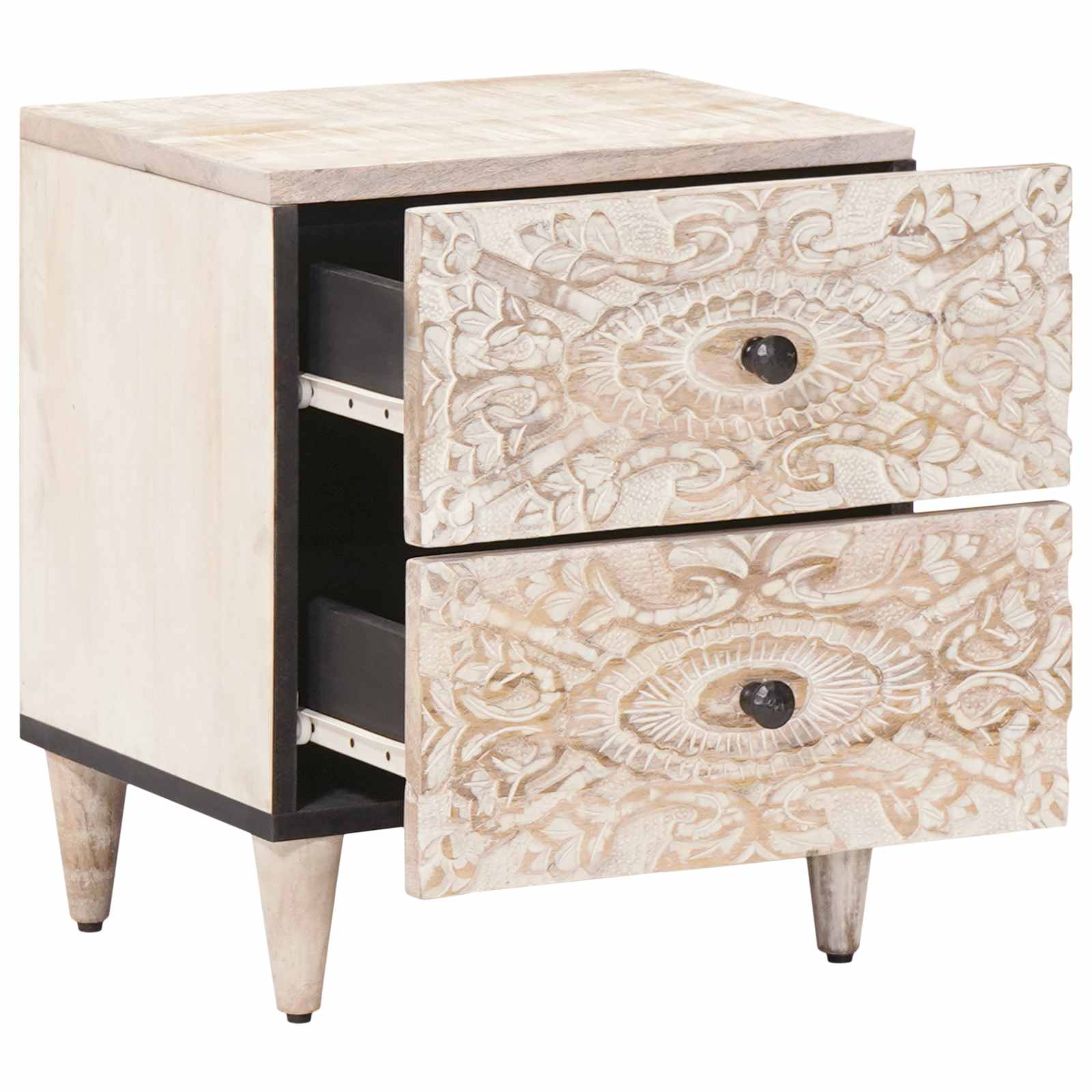 vidaXL Szafka Nocna 2 pcs Biały 40 x 33,5 x 46 cm Drewno z mango