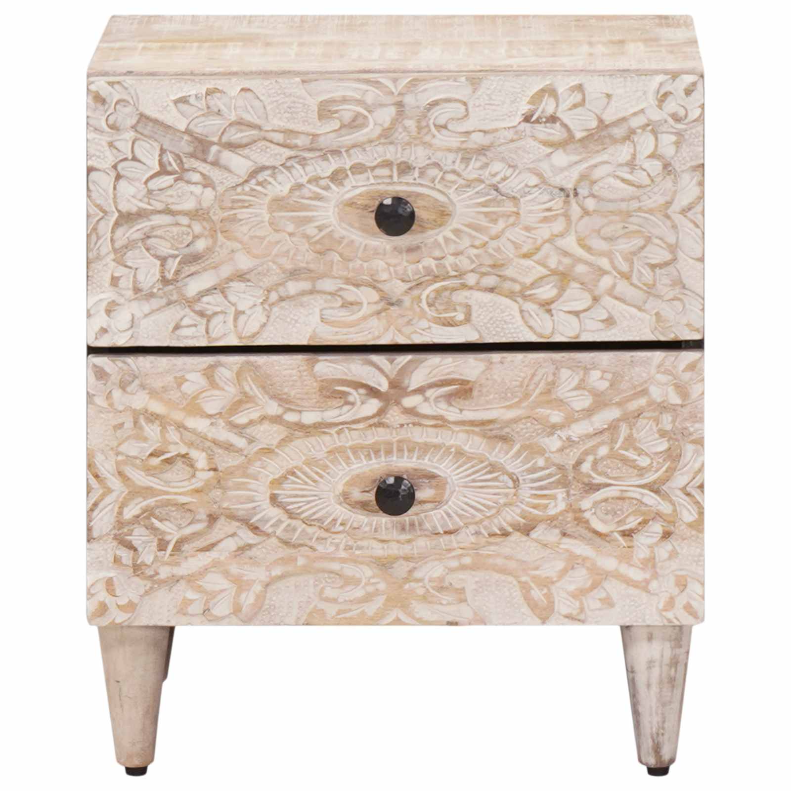 vidaXL Szafka Nocna 2 pcs Biały 40 x 33,5 x 46 cm Drewno z mango