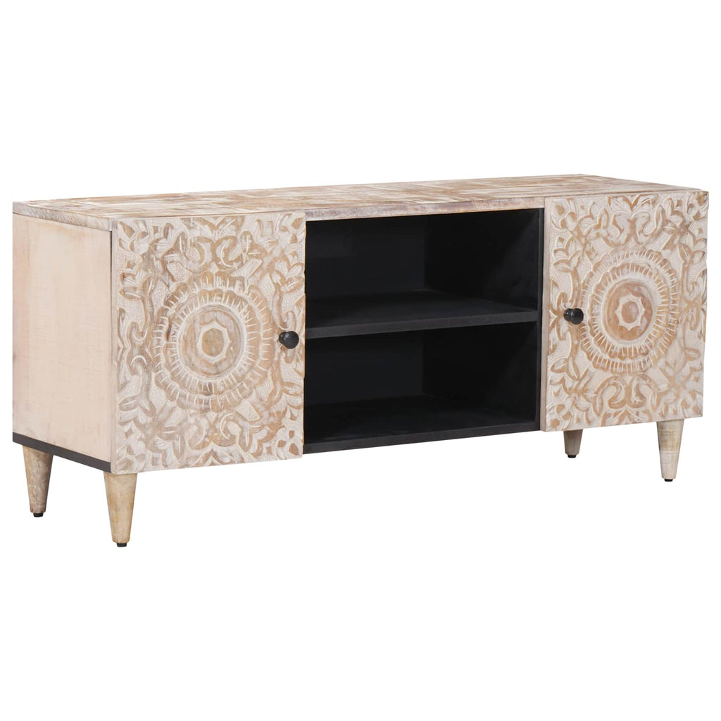 vidaXL Szafka pod telewizor Biały 105 x 33,5 x 46 cm Drewno z mango