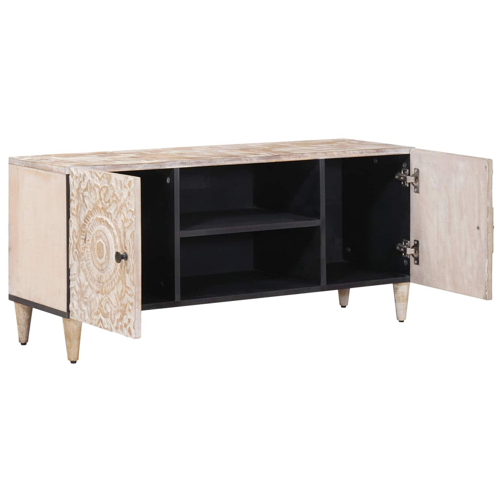 vidaXL Szafka pod telewizor Biały 105 x 33,5 x 46 cm Drewno z mango