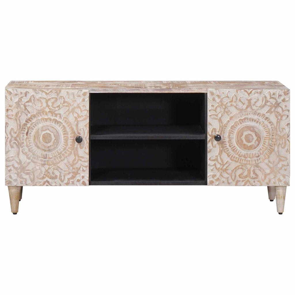 vidaXL Szafka pod telewizor Biały 105 x 33,5 x 46 cm Drewno z mango