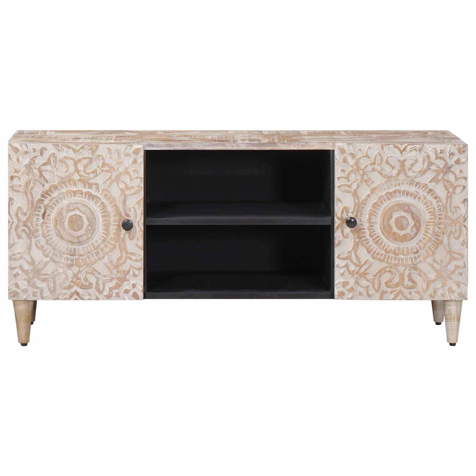 vidaXL Szafka pod telewizor Biały 105 x 33,5 x 46 cm Drewno z mango