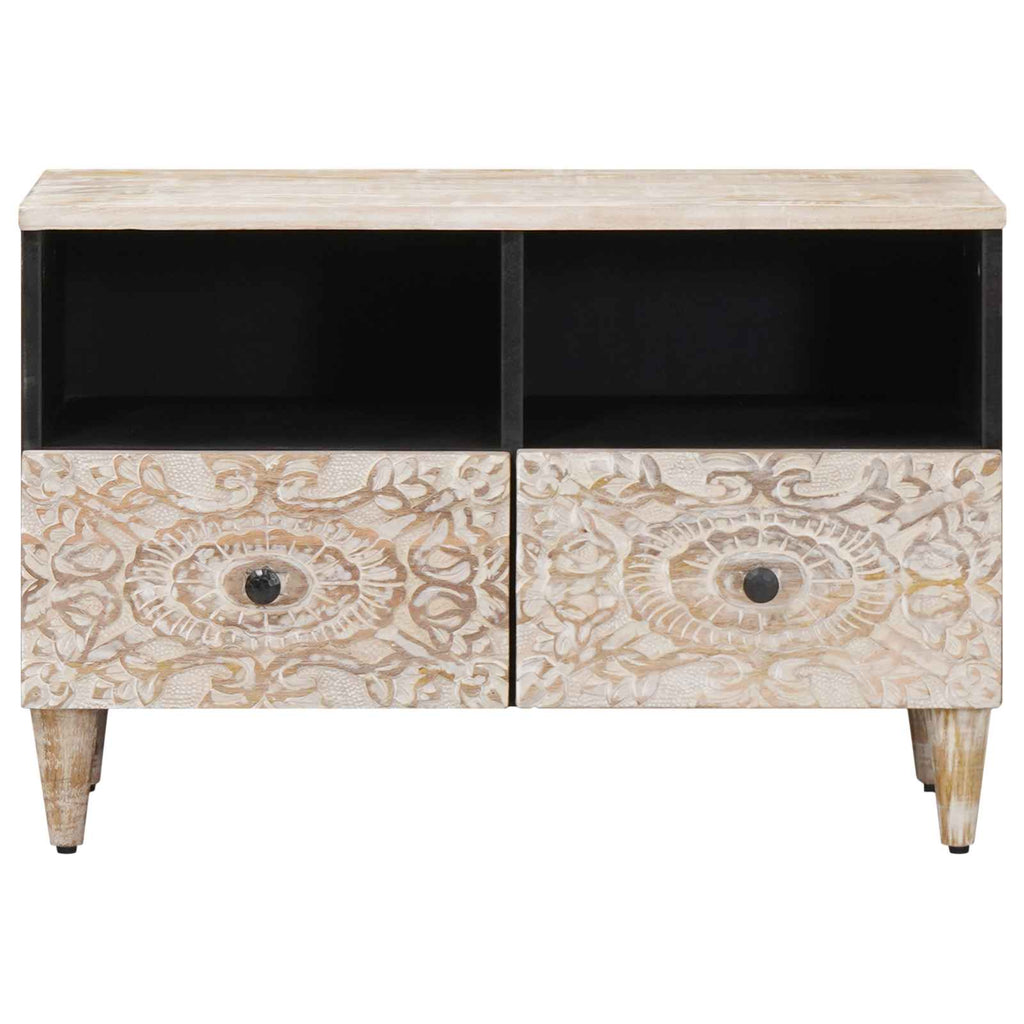vidaXL Szafka pod telewizor Biały 70 x 33,5 x 46 cm Drewno z mango